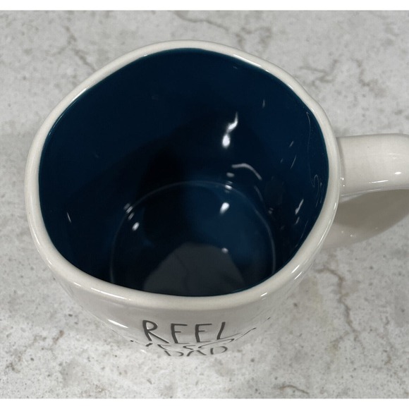 REEL AWESOME DAD Rae Dunn Mug 19oz FISHING LURE Sports Father Papa Pop Daddy Fly - Picture 5 of 5